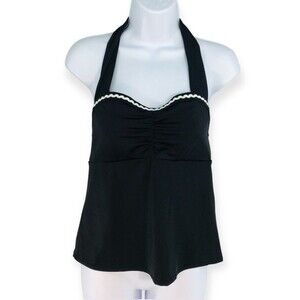 Baltex Two Piece Tankini Swimsuit Women's Top 12 Bottom 14 Black White Rick Rack